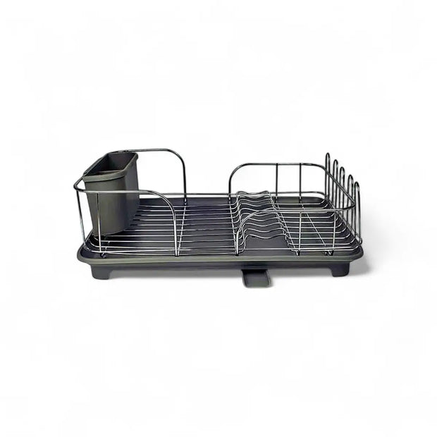 Continental Homeware Chrome Dish Rack with Grey Plastic Drip Tray