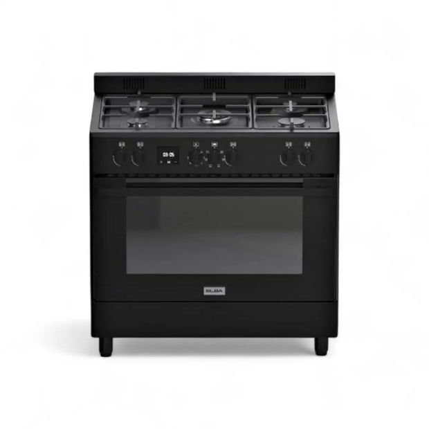 Elba 90cm 5 Gas Burner Stove with Electric Oven - Matt Black