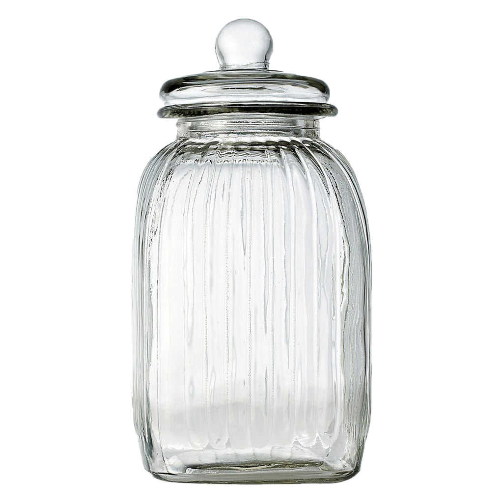 Regent Square Glass Ribbed Jar With Glass Lid