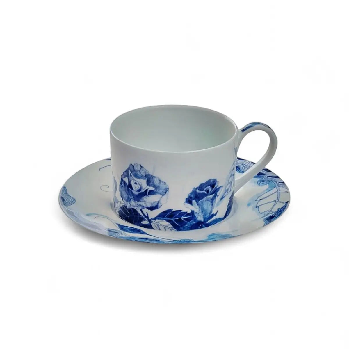 Jenna Clifford Peacock Sapphire Garden Cup & Saucer Set of 4