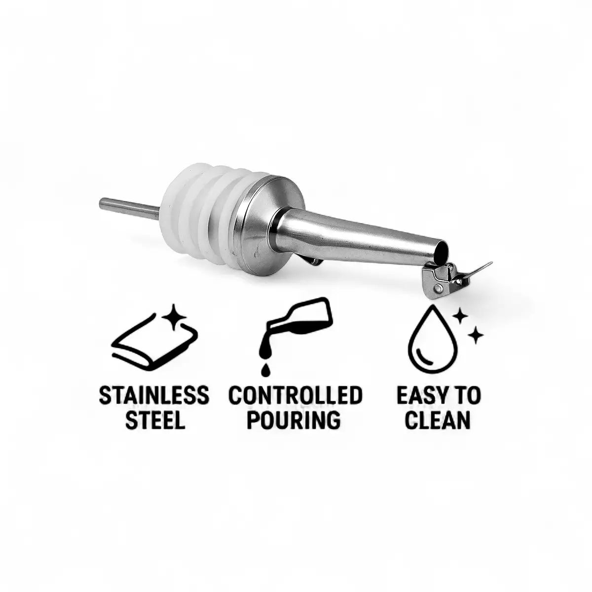 Bar Butler Free Flow Pourer With Cap Stainless Steel 2 Pack