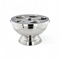 Hammered Stainless Steel Punch Bowl with 6-Bottle Holder Inserts