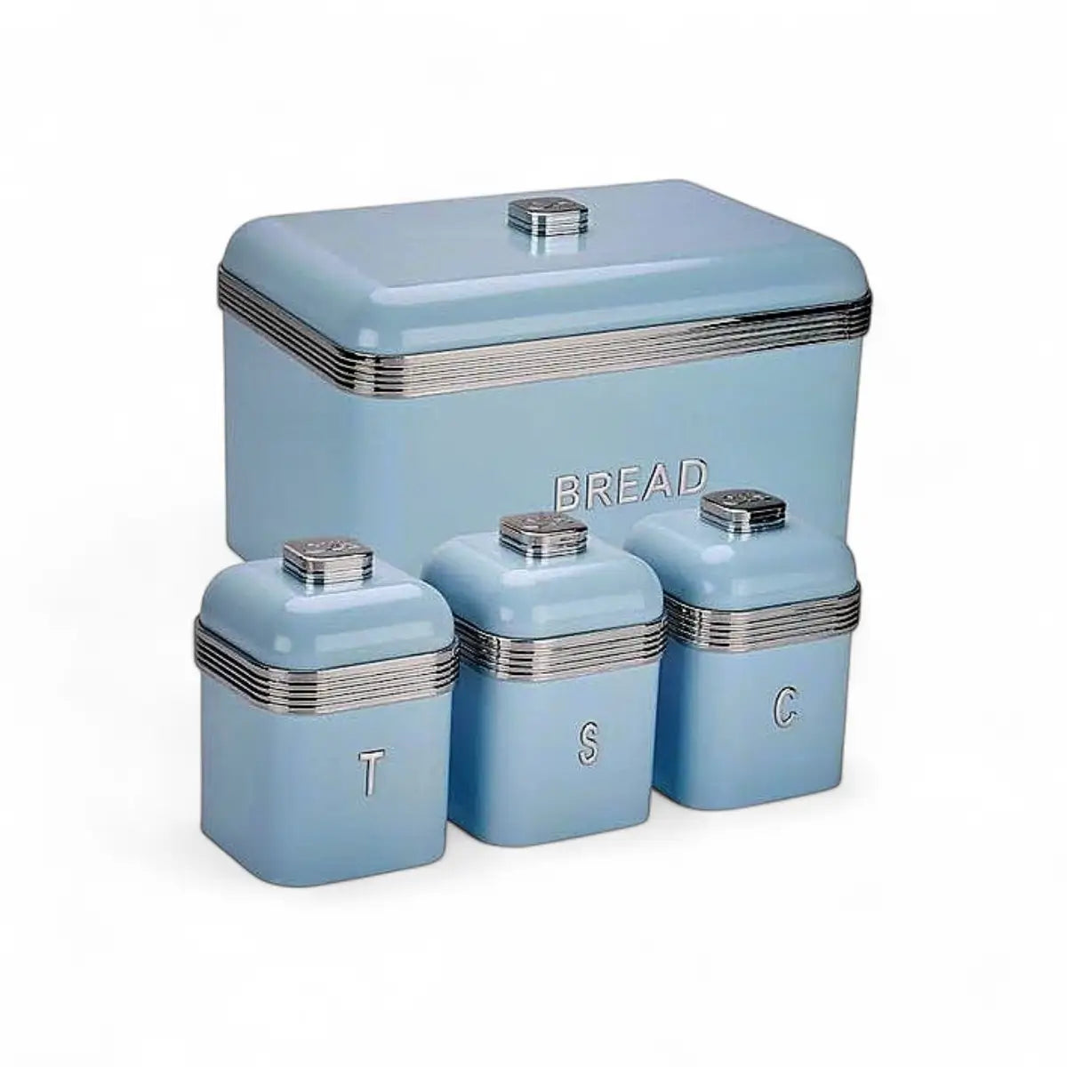 Continental Homeware Retro Deluxe Bread Bin & 3pc Canister Set