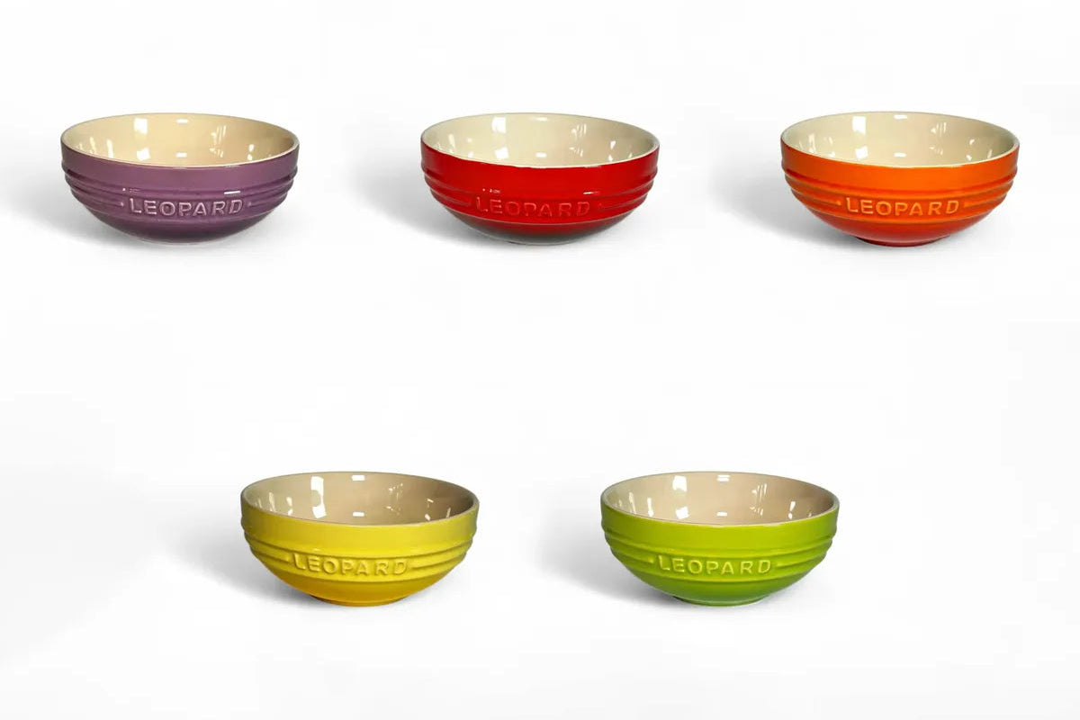 Leopard Ceramic Soup Bowl - Rainbow