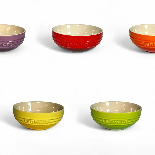 Leopard Ceramic Soup Bowl - Rainbow