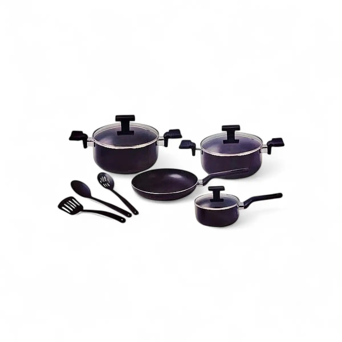 Continental Homeware 10pc Non Stick Cookware With Utensils Black