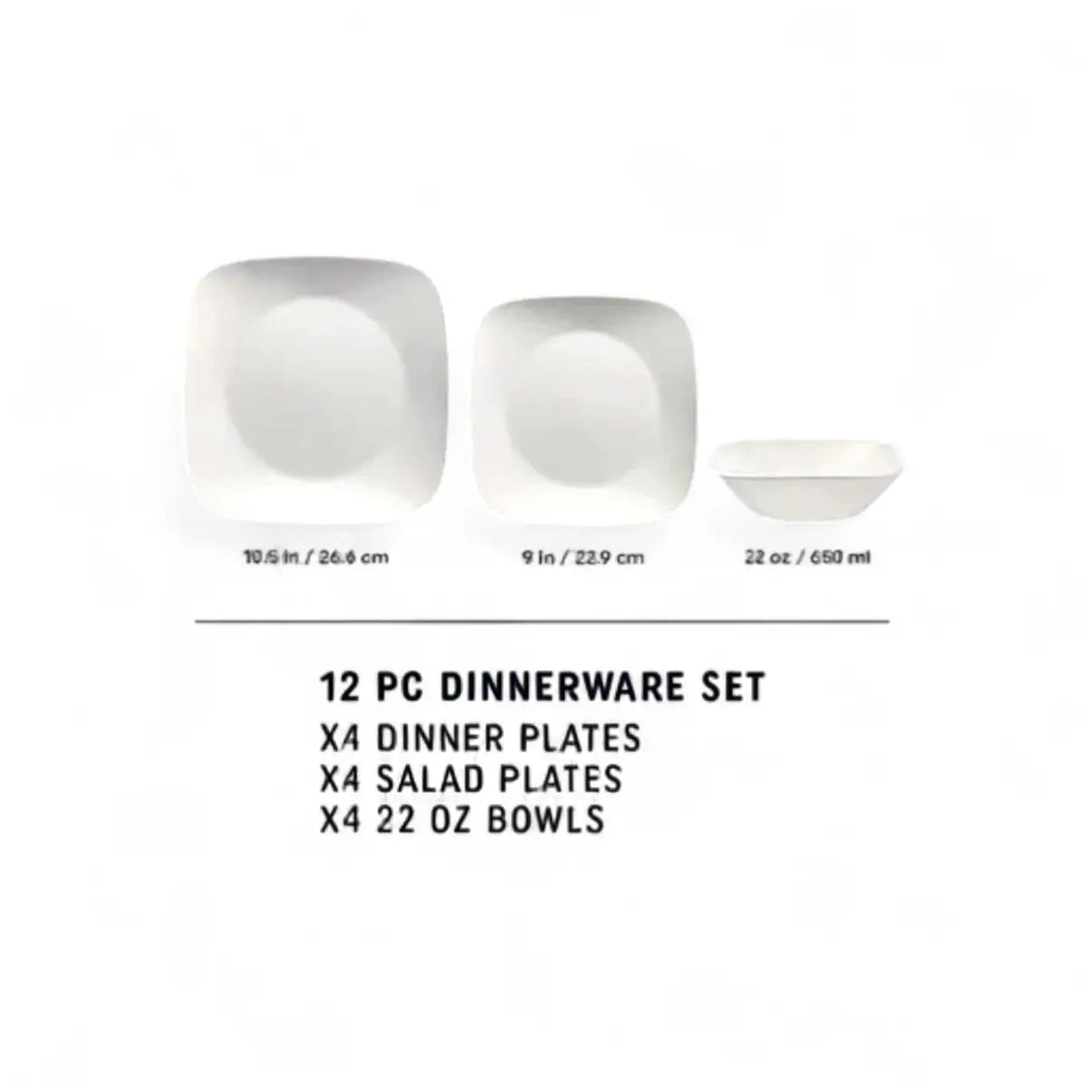 Corelle Pure White 12 Pc Dinner Set