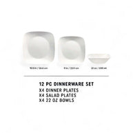 Corelle Pure White 12 Pc Dinner Set