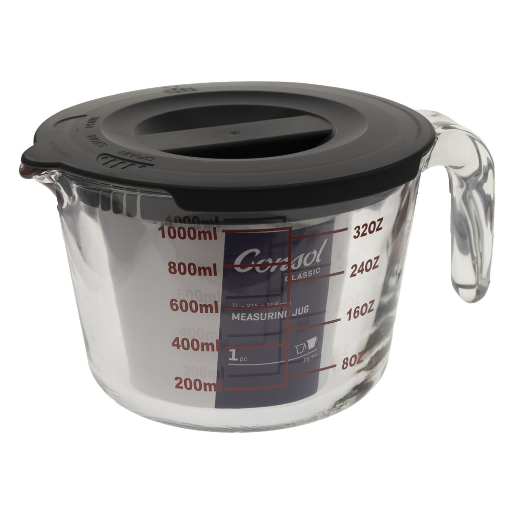 Consol Palma Measuring Jug Borosilicate With Grey Cover