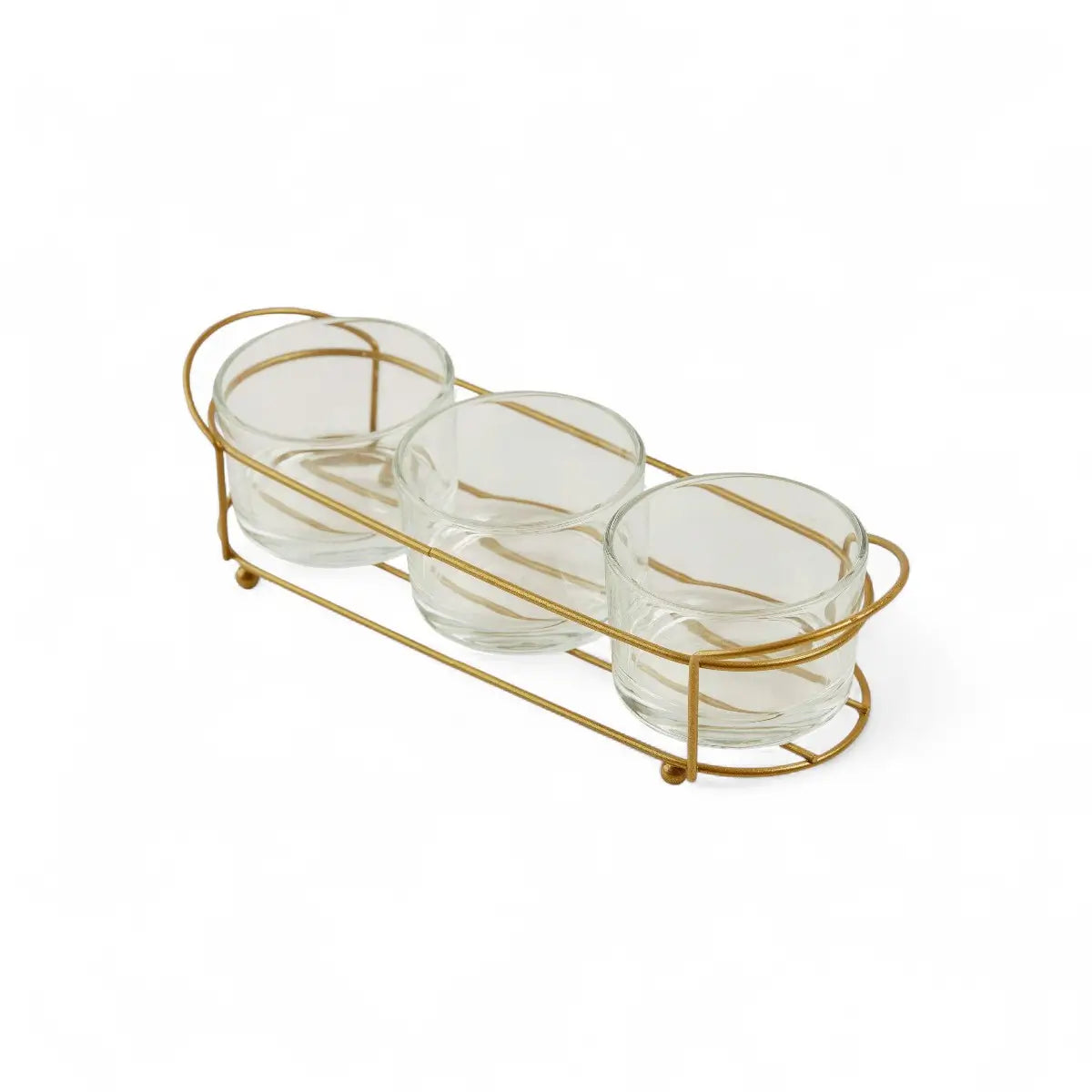 Aqua Jar Glass On Golden Rack 140ml 3pc Set