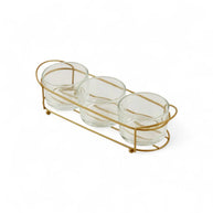 Aqua Jar Glass On Golden Rack 140ml 3pc Set