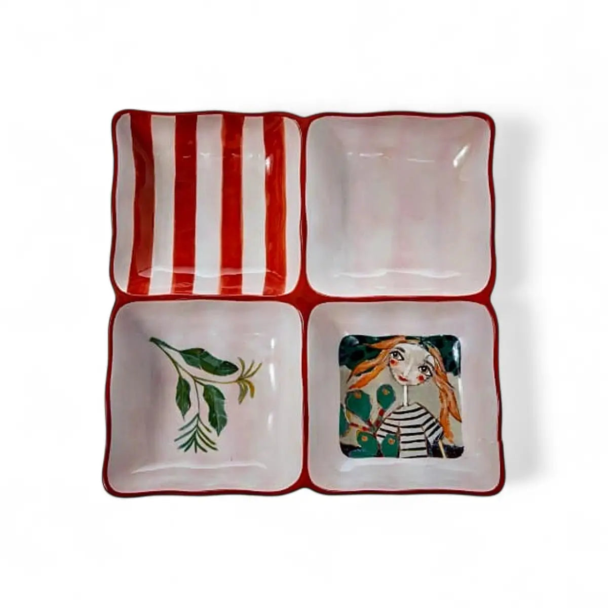 Olivia Princess 4-Division Square Bowls