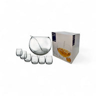 Consol Genoa 11L Glass Punch Bowl, 6 Glasses (340ml) and Plastic Ladle 8 Pce Set - 300x230mm