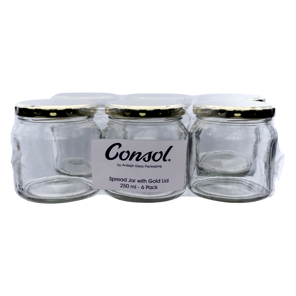 Consol Spread Jar With Gold Lid 6 Pack 250ml