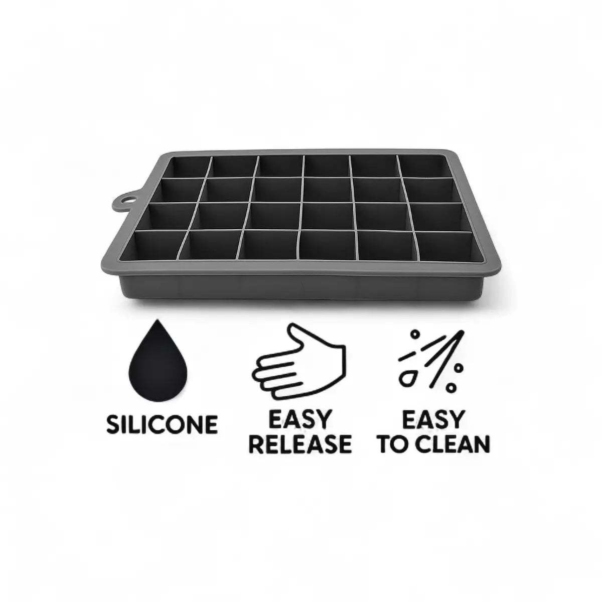 Bar Butler Grey Silicone Ice Cube Tray with lid - 24 Cube