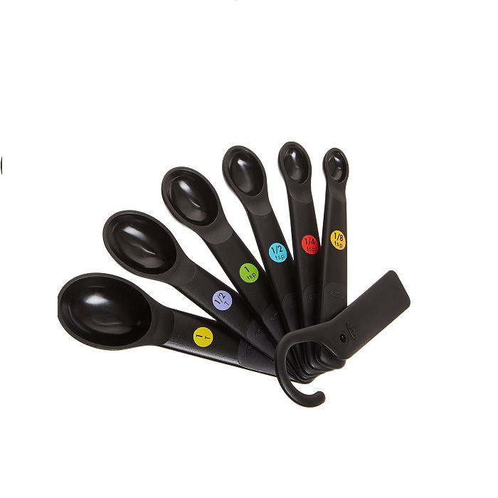 OXO Good Grips 7 Piece Black Measuring Spoons Set With Scraper - Dishwasher  Safe